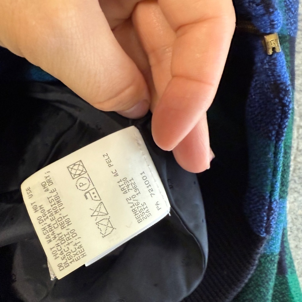 Vintage La Chic Jobis Plaid Bomber Jacket Blue Green Black Checkered Zip Up 36 - Picture 3 of 14